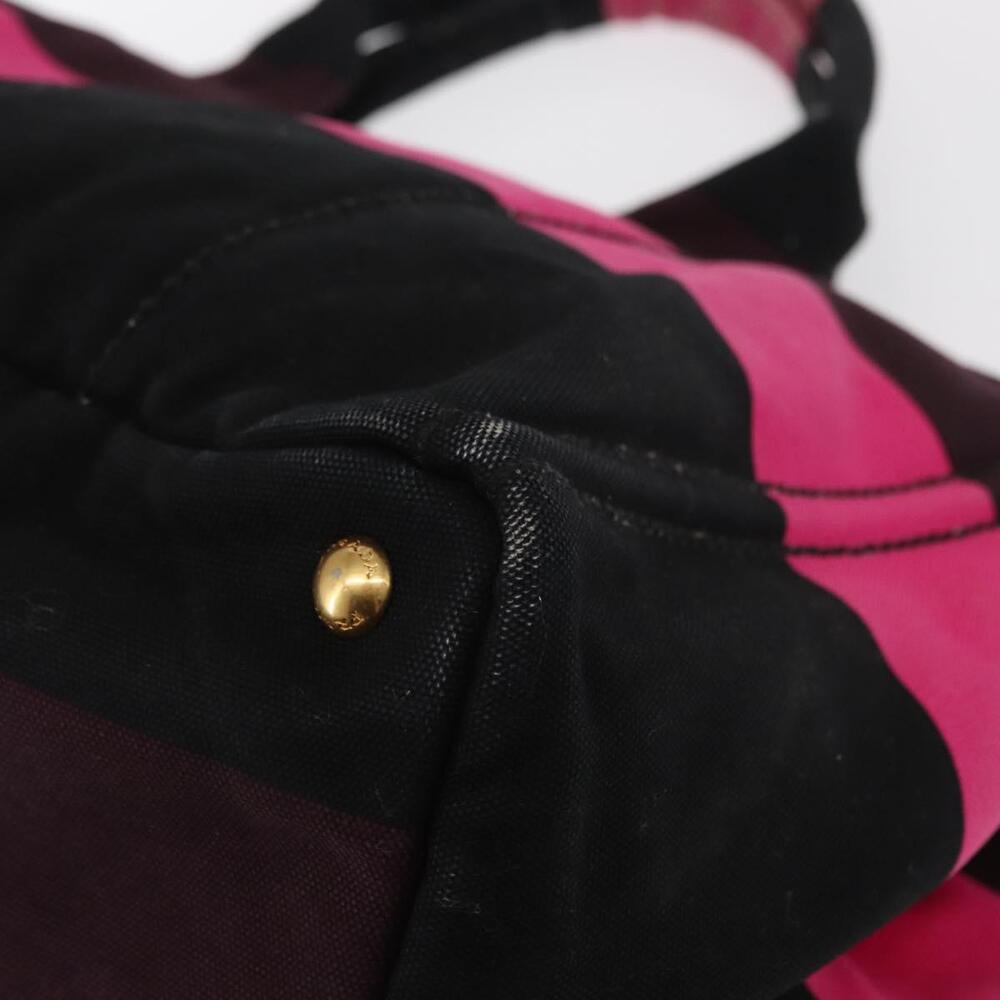 PRADA Canapa GM Hand Bag Canvas Pink Black Auth bs31630 - Picture 14 of 16